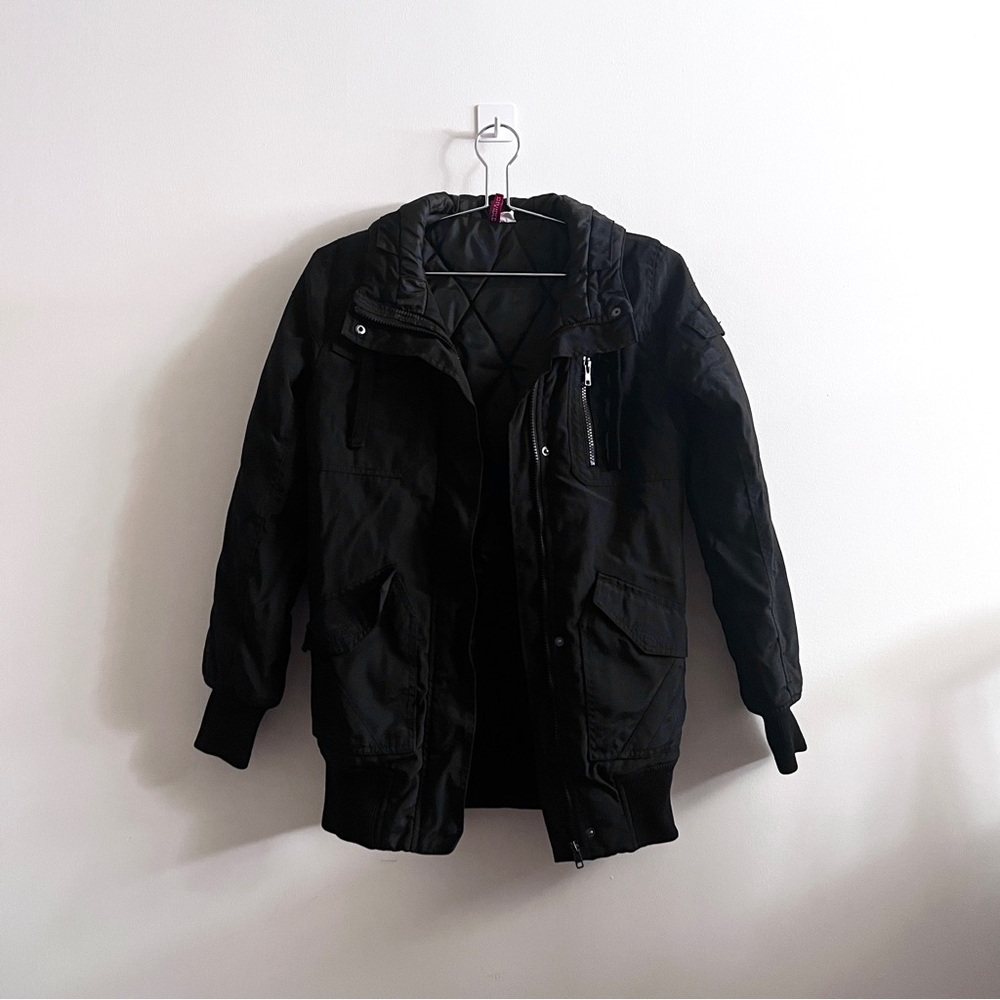 H&M DIVIDED HOODED BOMBER PARKA JACKET